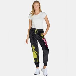 ☔️🔸️NWT The Grinch Black & Green Grinch Graphic Plush Joggers Small